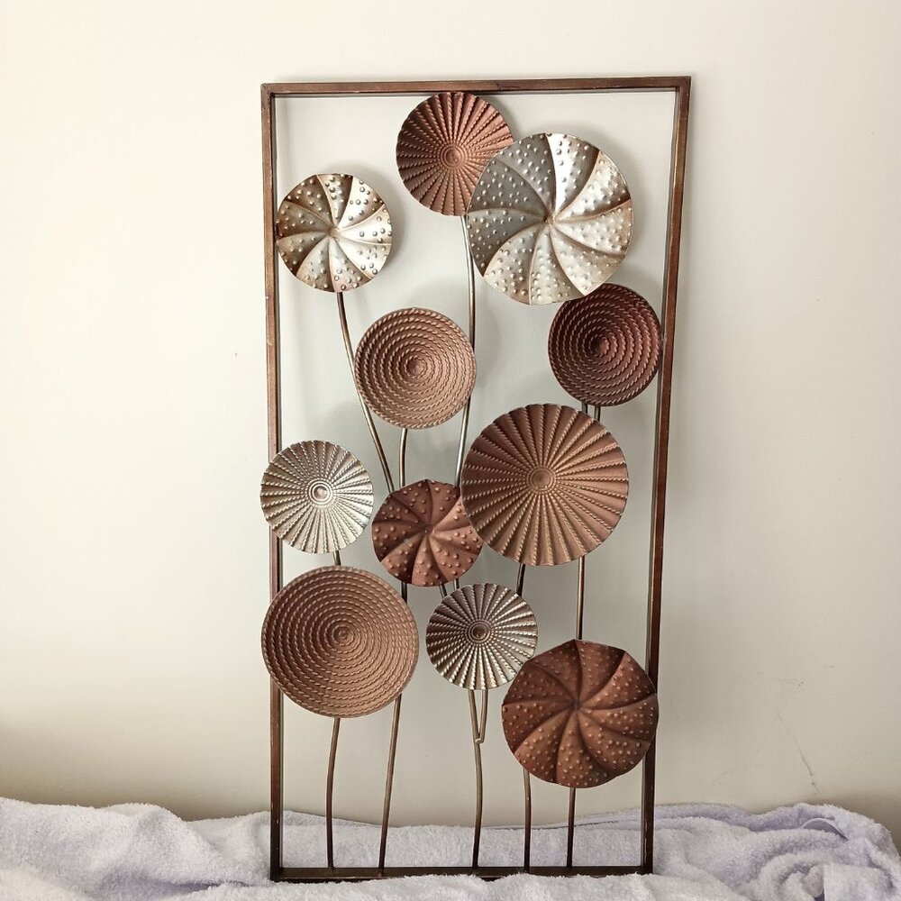 abstract floral art metal wall hanging